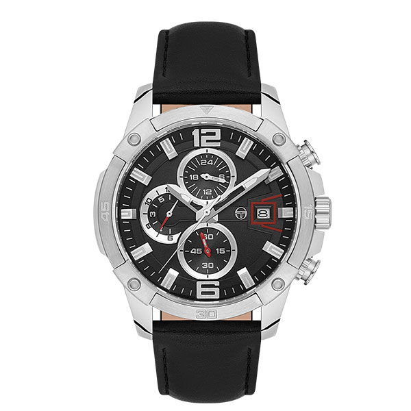 Ατσάλινο ρολόι με δερμάτινο λουράκι SERGIO TACCHINI ST.1.10453-2