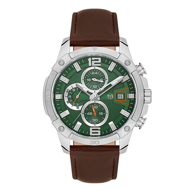 Ατσάλινο ρολόι με δερμάτινο λουράκι SERGIO TACCHINI ST.1.10453-4