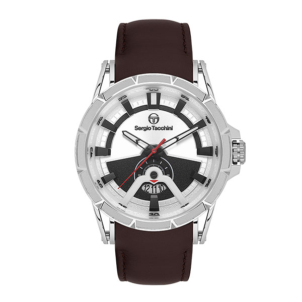 Ατσάλινο ρολόι με δερμάτινο λουράκι  SERGIO TACCHINI ST.1.10455-2