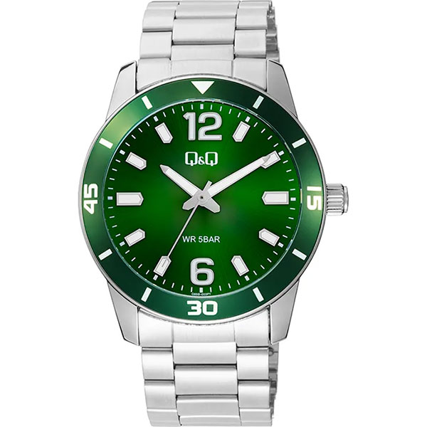 Q&Q Ρολόι με Μαύρο καντράν και ατσάλινο μπρασελέ Q85B-003PY